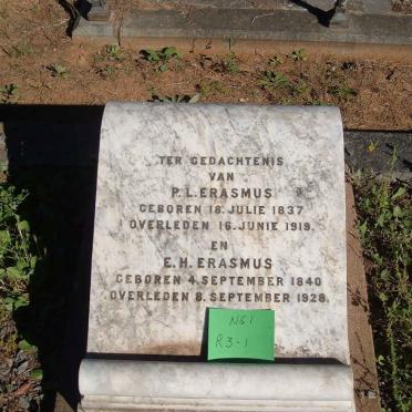 ERASMUS P.L. 1837-1919 &amp; E.H. 1840-1928