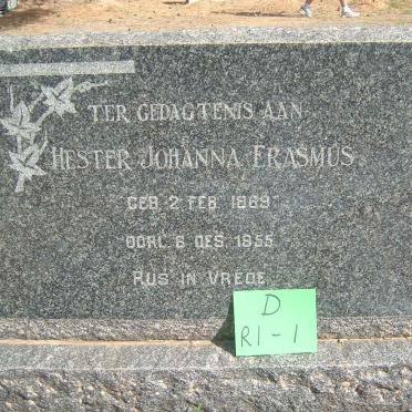 ERASMUS Hester Johanna 1869-1955