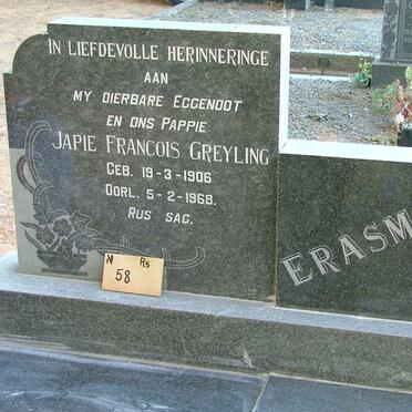 ERASMUS Japie Francois Greyling 1906-1968