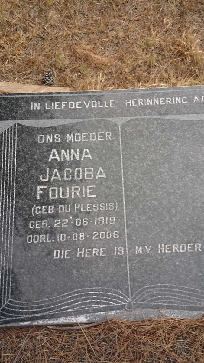 FOURIE Anna Jacoba nee DU PLESSIS 1919-2006