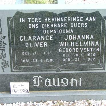 FAUGHT Clarence Oliver 1918-1988 &amp; Johanna Wilhemina VENTER 1920-1982