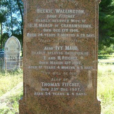 FITCHET Thomas -1907 :: FITCHET Ivy Maud -1907 :: MARSH Beckie Wallington nee FITCHET -1906