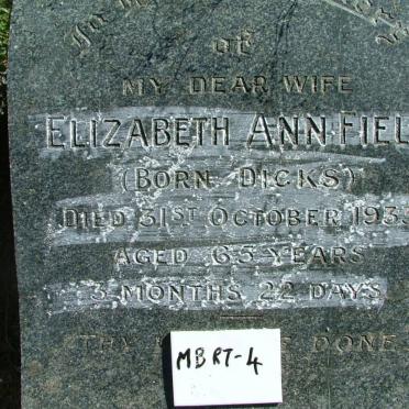 FIELD Elizabeth Ann nee DICKS -1933