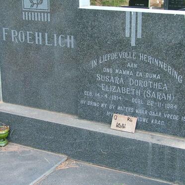 FROEHLICH Susara Dorothea Elizabeth 1914-1984