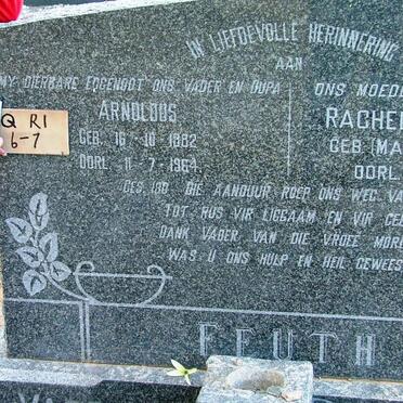 FEUTH Arnoldus 1882-1964 &amp; Rachel M. MARAIS 1902-1980