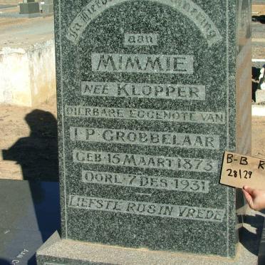 GROBBELAAR Mimmie nee KLOPPER 1873-1931