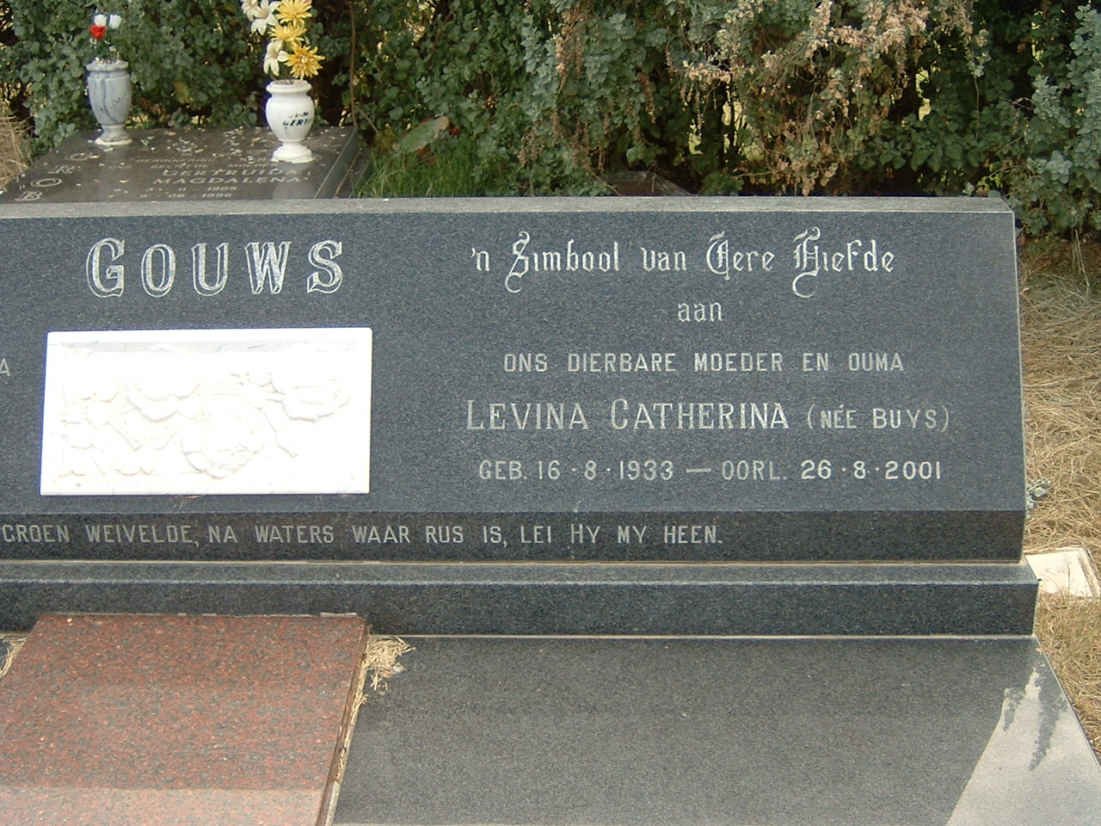 GOUWS Nicolaas Jacobus Frederik 1927-1995 &amp; Levina Catherina BUYS 1933-2001