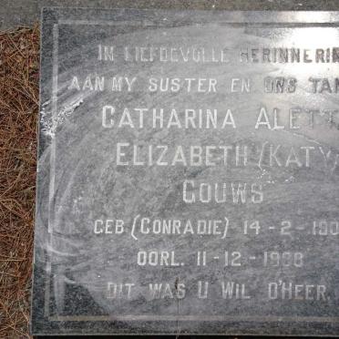GOUWS Cornelius Johannes 1907-1971 &amp; Catharina Aletta Elizabeth CONRADIE 1907-1988