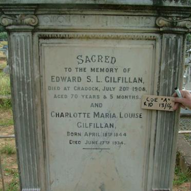 GILFILLAN Edward S.L. -1905 &amp; Charlotte Maria Louise 1844-1934