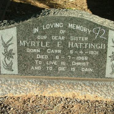 HATTINGH Myrtle E. nee CARR 1931-1966