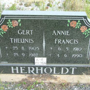 HERHOLDT Gert Theunis 1905-1982 &amp; Annie Francis 1910-1990
