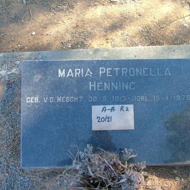 HENNING Maria Petronella nee V.D. MESCHT 1913-1978