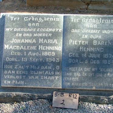 HENNING Pieter Barend 1874-1954 &amp; Johanna Maria Magdalena 1869-1943