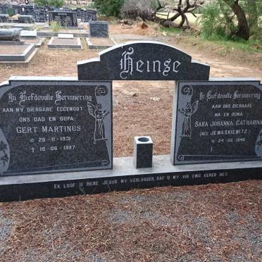 HEINSE Gert Martinus 1931-1997 &amp; Sara Johanna Catharina JEWASKIEWITZ 1940-