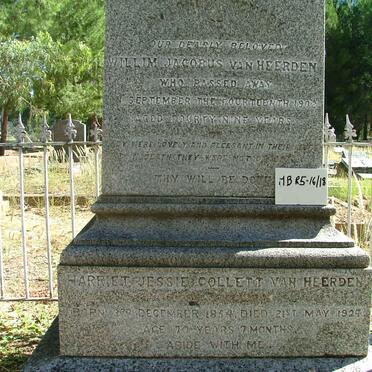 HEERDEN Willem Jacobus, van -1902 &amp; Harriet Jessie COLLETT 1854-1928