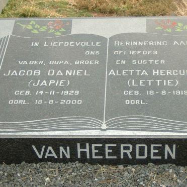 HEERDEN Jacob Daniel, van 1929-2000 :: VAN HEERDEN Aletta Herculina 1919-