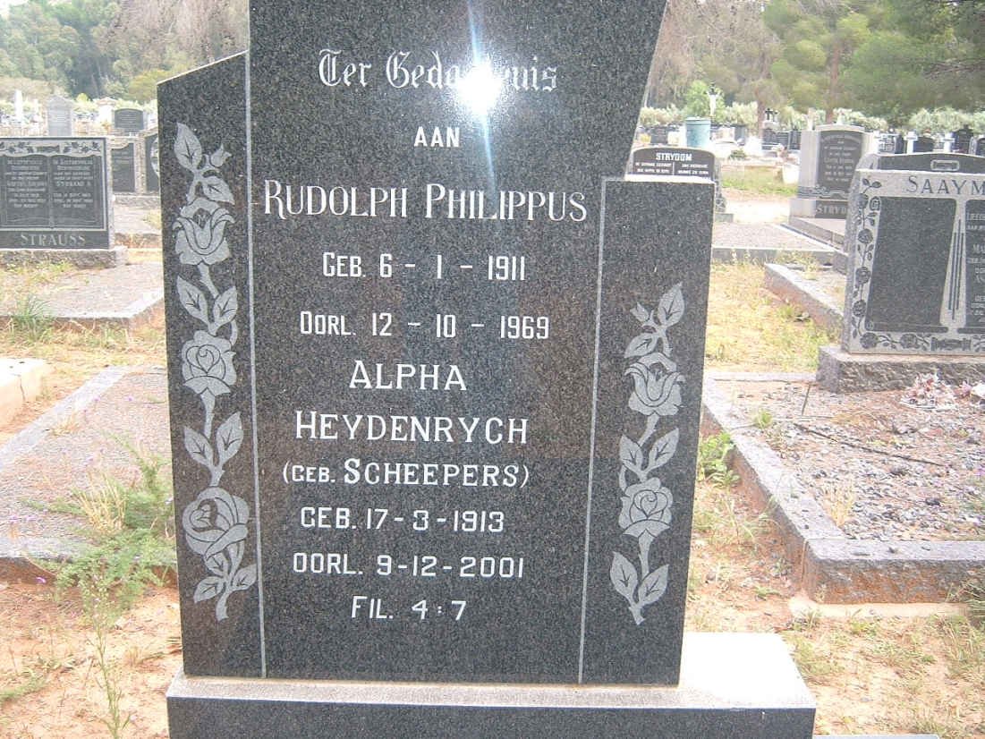 HEYDENRYCH Rudolph Philippus 1911-1969 &amp; Alpha SCHEEPERS 1913-2001