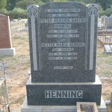 HENNING Pieter Hendrik Barend 1861-1945 &amp; Hester Maria MARAIS 1864-1942