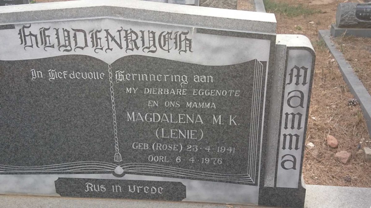 HEYDENRYCH Magdalena M.K. nee ROSE 1941-1976