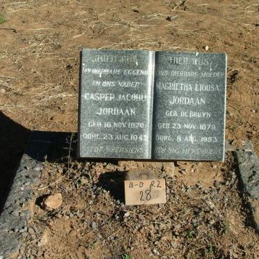 JORDAAN Casper Jacobus 1870-1943 &amp; Magrietha Liousa DE BRUYN 1879-1953