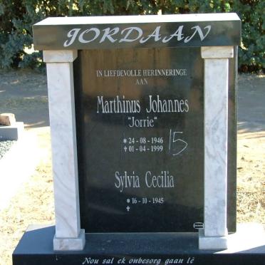 JORDAAN Marthinus Johannes 1946-1999 &amp; Sylvia Cecilia 1945-