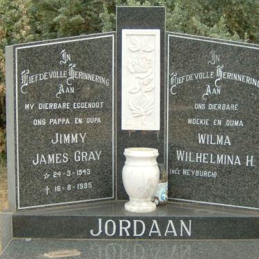 JORDAAN Jimmy James Gray 1943-1995 &amp; Wilma Wilhelmina H. MEYBURGH