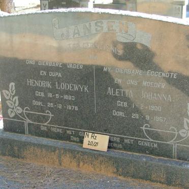 JANSEN Hendrik Lodewyk 1893-1976 &amp; Aletta Johanna 1900-1967