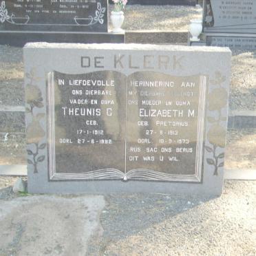 KLERK Theunis C., de 1912-1982 &amp; Elizabeth M. nee PRETORIUS 1913-1973