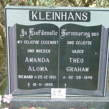 KLEINHANS Theo Graham 1948- &amp; Amanda Aloma NIEMAND 1951-1995
