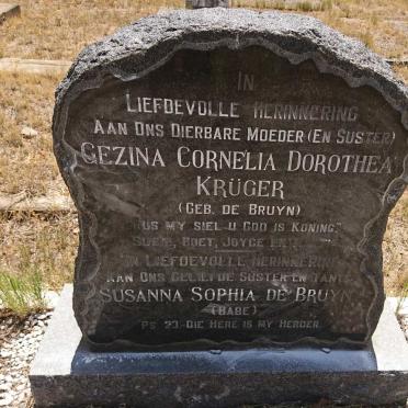 KRUGER Gezina Cornelia Dorothea nee DE BRUYN :: DE BRUYN Susanna Sophia