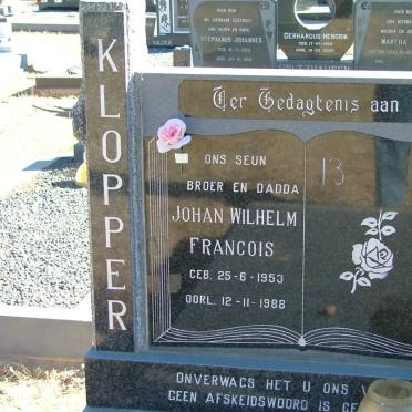 KLOPPER Johan Wilhelm Francois 1953-1988