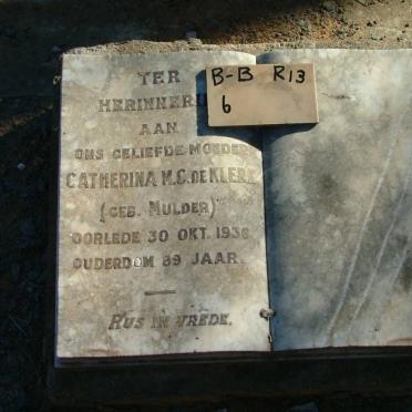 KLERK Catherina M.C., de nee MULDER -1936