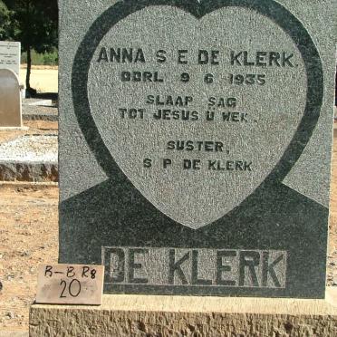 KLERK Anna S.E., de -1935