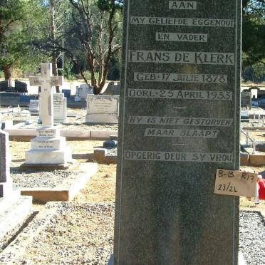 KLERK Frans, de 1878-1933