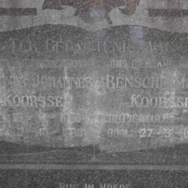 KOORSSE Marthinus Johannes 1883-19?0 &amp; Rensche Maria PIENAAR 1891-1967