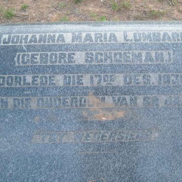 LOMBARD Johanna Maria nee SCHOEMAN -1930