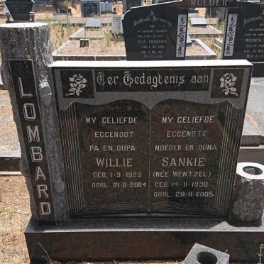 LOMBARD Willie 1929-2004 &amp; Sankie WENTZEL 1930-2005