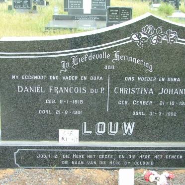 LOUW Daniël Francois du P. 1915-1981 &amp; Christina Johanna GERBER 1916-1982