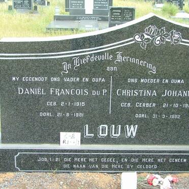 LOUW Daniël Francois du P. 1915-1981 &amp; Christina Johanna GERBER 1916-1982