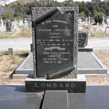 LOMBARD Anthonie Christoffel Andries 1896-1971 &amp; Anna Alida Susanna VENTER 1899-1992