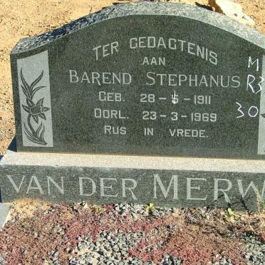 MERWE Barend Stephanus, van der 1911-1969