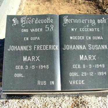 MARX Johannes Frederick 1948- &amp; Johanna Susanna 1949-1994