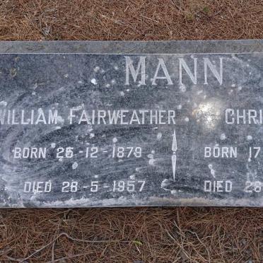 MANN William Fairweather 1879-1957 &amp; Christina 1888-1961