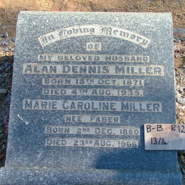 MILLER Alan Dennis 1871-1935 &amp; Marie Caroline FABER 1880-1966