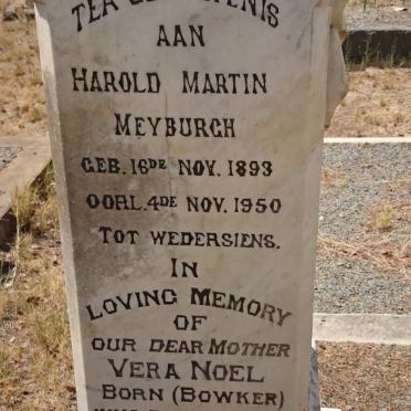 MEYBURGH Harold Martin 1893-1950 &amp; Vera Noel BOWKER -1958
