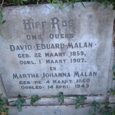 MALAN David Eduard 1859-1907 &amp; Martha Johanna 1860-1943