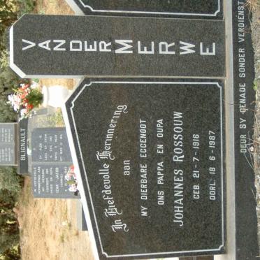 MERWE Johannes Rossouw, van der 1916-1987