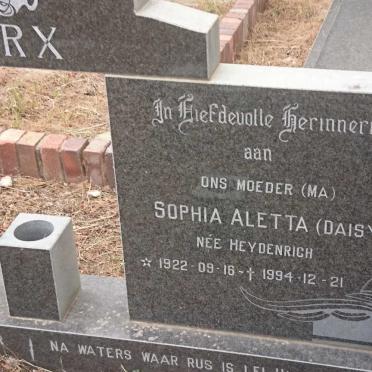 MARX Albertus Bernardus 1919-1995 &amp; Sophia Aletta HEYDENRICH 1922-1994