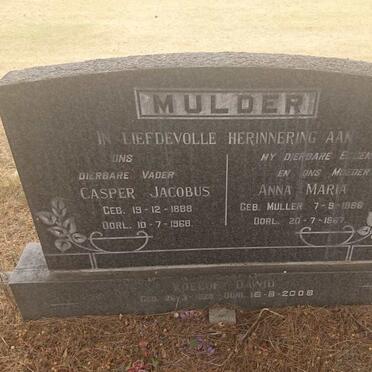 MULDER Casper Jacobus 1888-1968 &amp; Anna Maria MULLER 1886-1967 :: MULDER Roelof Dawid 1925-2008