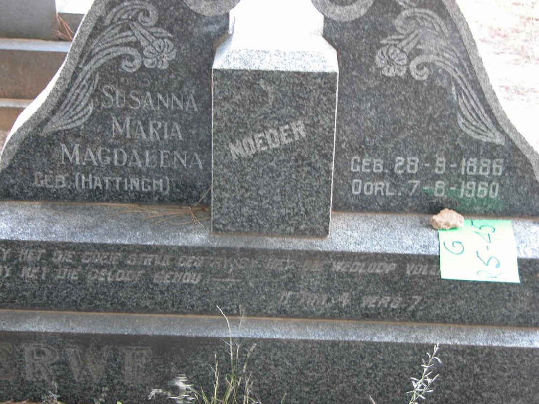 MERWE Barend Stefanus, van der 1885-1974 &amp; Susanna Maria Magdalena HATTINGH 1886-1960_1